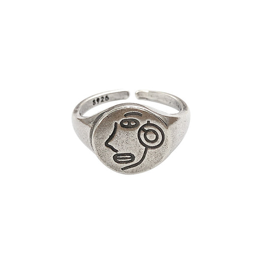 Sier Niche Portrait Simple Open Design Rings