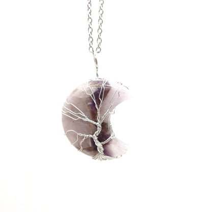 Winding Moon Natural Stone Amethyst Lucky Necklaces