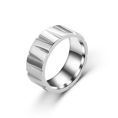 Women's & Men's Creative Batch Flower Horizontal Sand Stainless Steel Rings