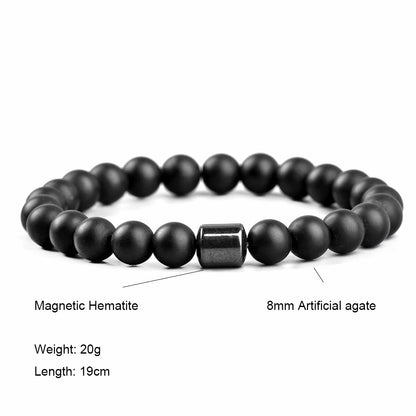 Men's Natural Stone Beaded Volcanic Rock Magnetic Bracelets