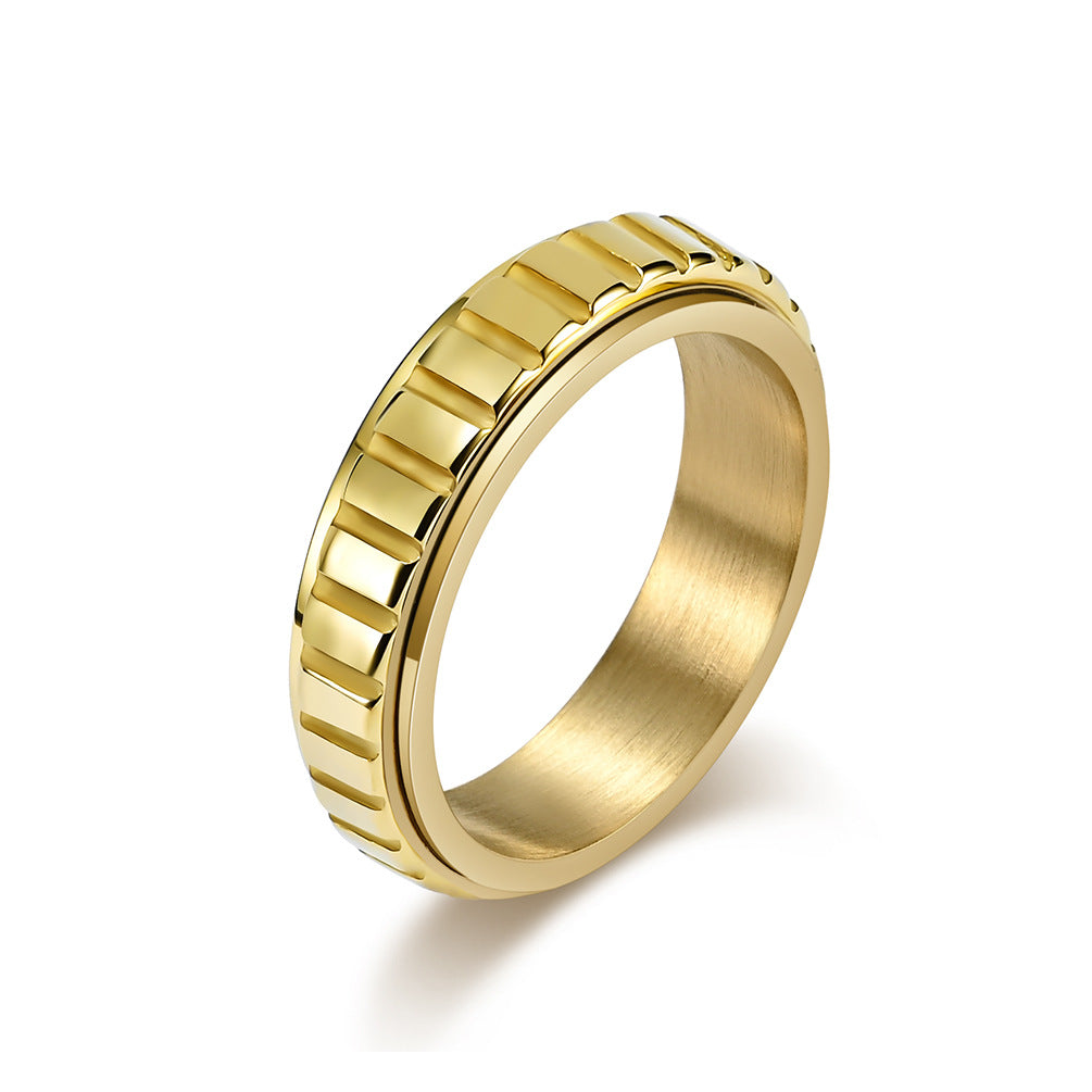 Women's & Men's Unisex Style Rotatable Lattice Titanium Steel Cold Rings