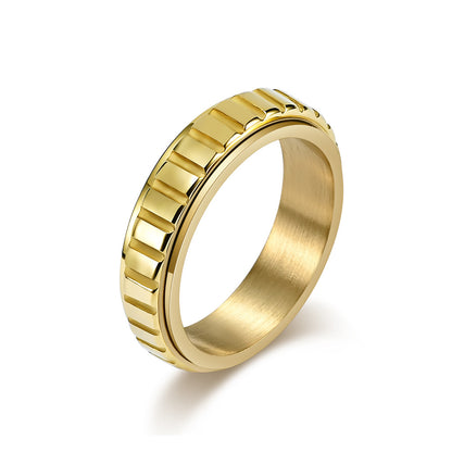 Women's & Men's Unisex Style Rotatable Lattice Titanium Steel Cold Rings