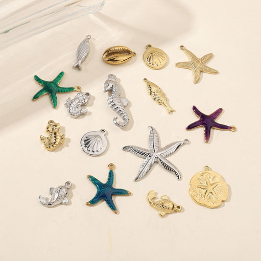 Fish Seahorse Stainless Steel Starfish Shell Pendants