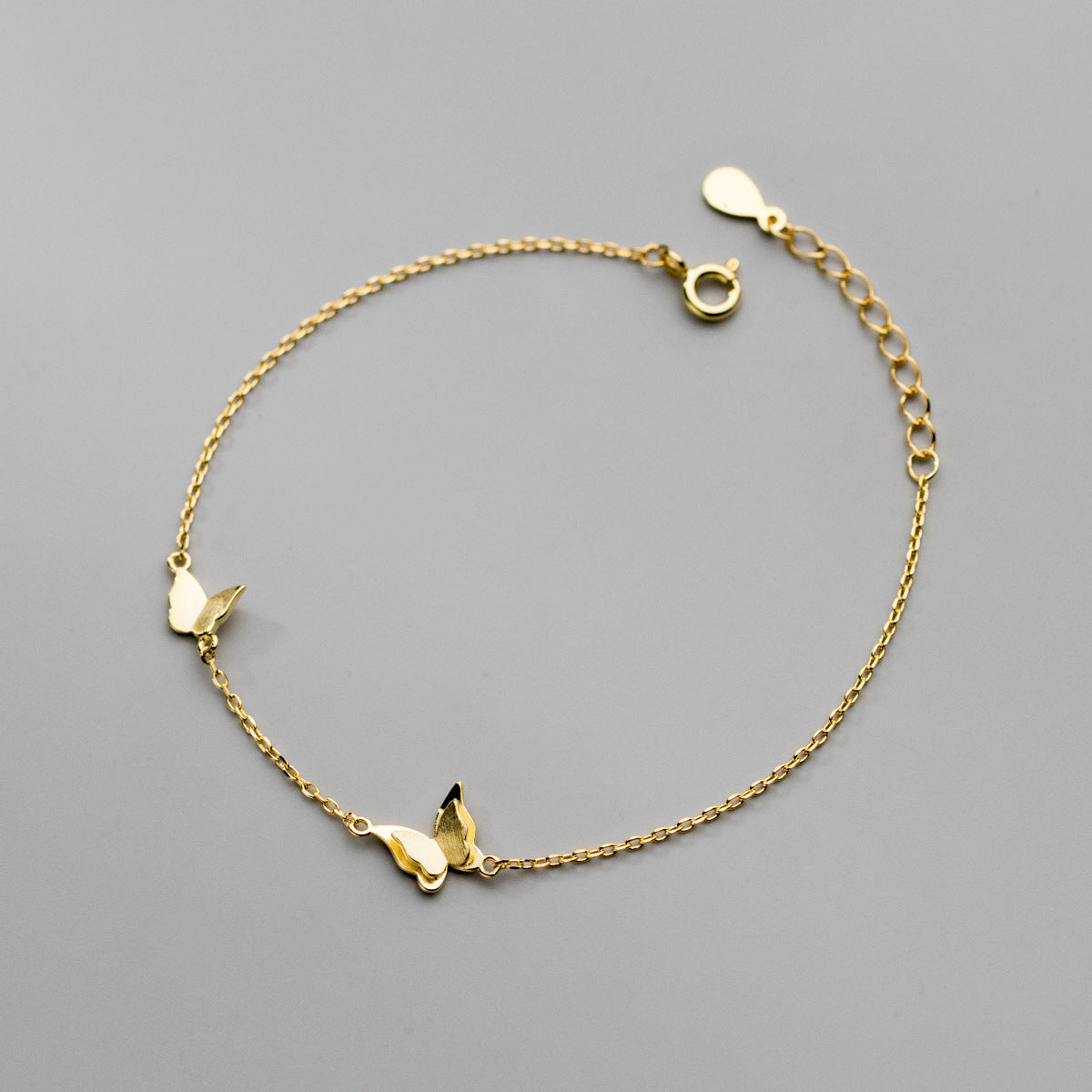 Sier Female Style Simple Cute Brushed Butterfly Bracelets