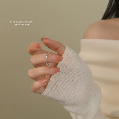 Winding Line Female Sterling Sier Simple Versatile Korean Rings