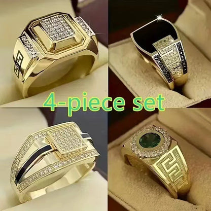 Men's Fashion Domineering Man's Inlaid Diamond Ornament Rings