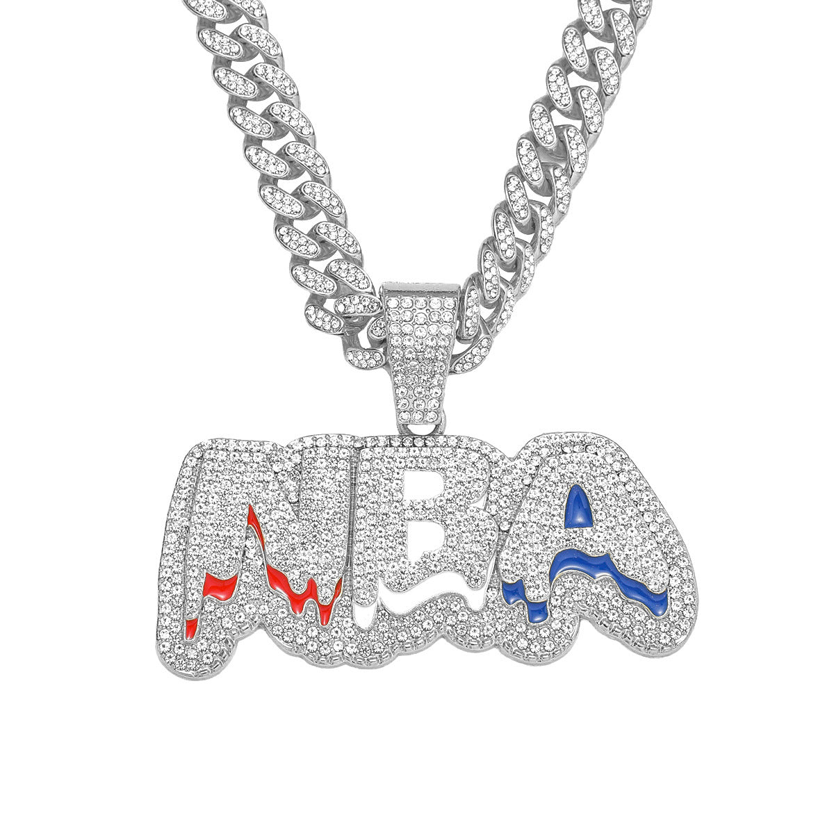 Hip Hop Full Diamond Letter Fashion Alloy Necklaces