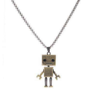 Women's & Men's Robot Titanium Steel Simple Natural Couple Necklaces