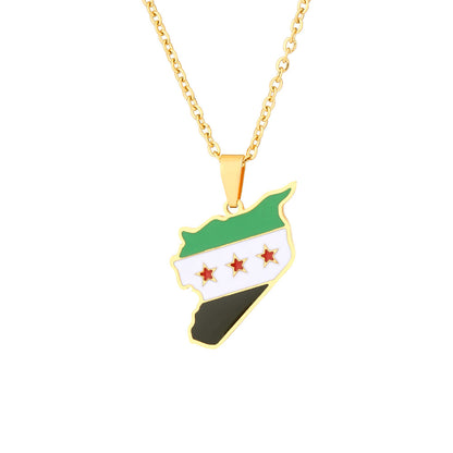 Women's & Men's Syrian Free Army Map Flag For Necklaces