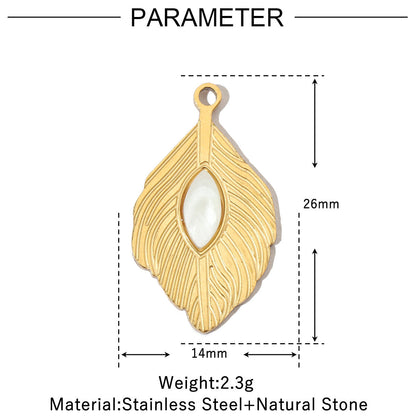 Natural Stone Titanium Steel Female French Pendants