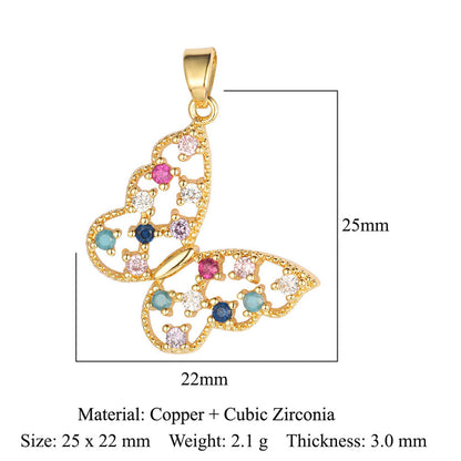 Unicorn Love Heart Color Zirconium Copper Pendants