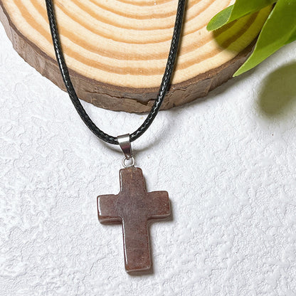 Crystal Cross Fashion Ornament Accessories Leather Rope Pendants