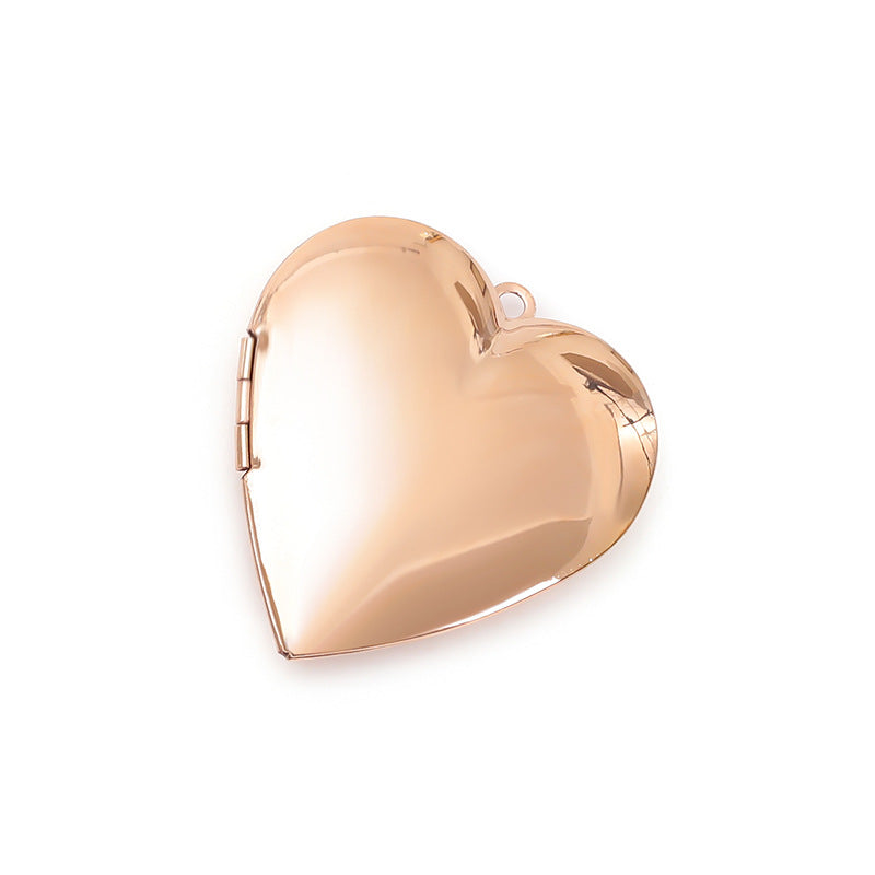 Steel Heart-shaped Box Stainless Gold Mirror Pendants