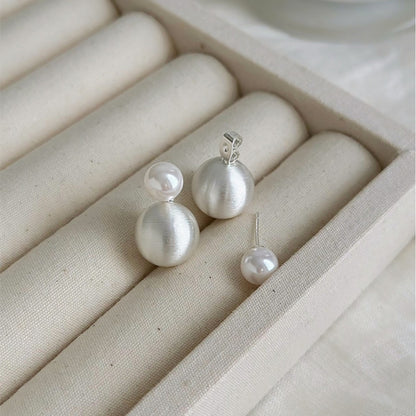Brushed Round Temperament Entry Lux Simple Earrings