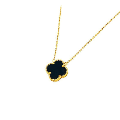 Women's Quality Clover Single Flower Double-sided Black Necklaces