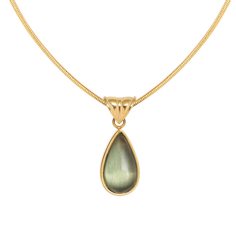 French Clear Green Blue Water Drop Necklaces