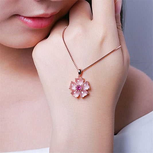 Noble Peach Blossom Powder Crystal Sweet Pendants