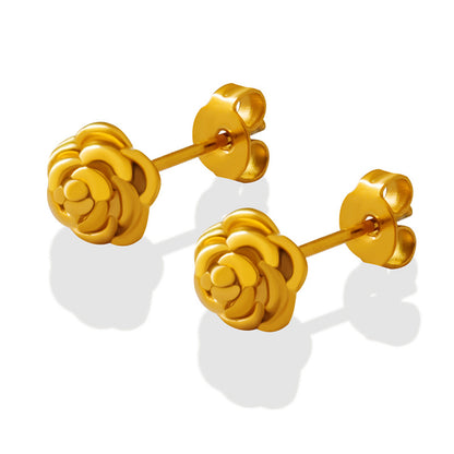 Women's Gold-plated Rose Flower Korean Style Classic Earrings