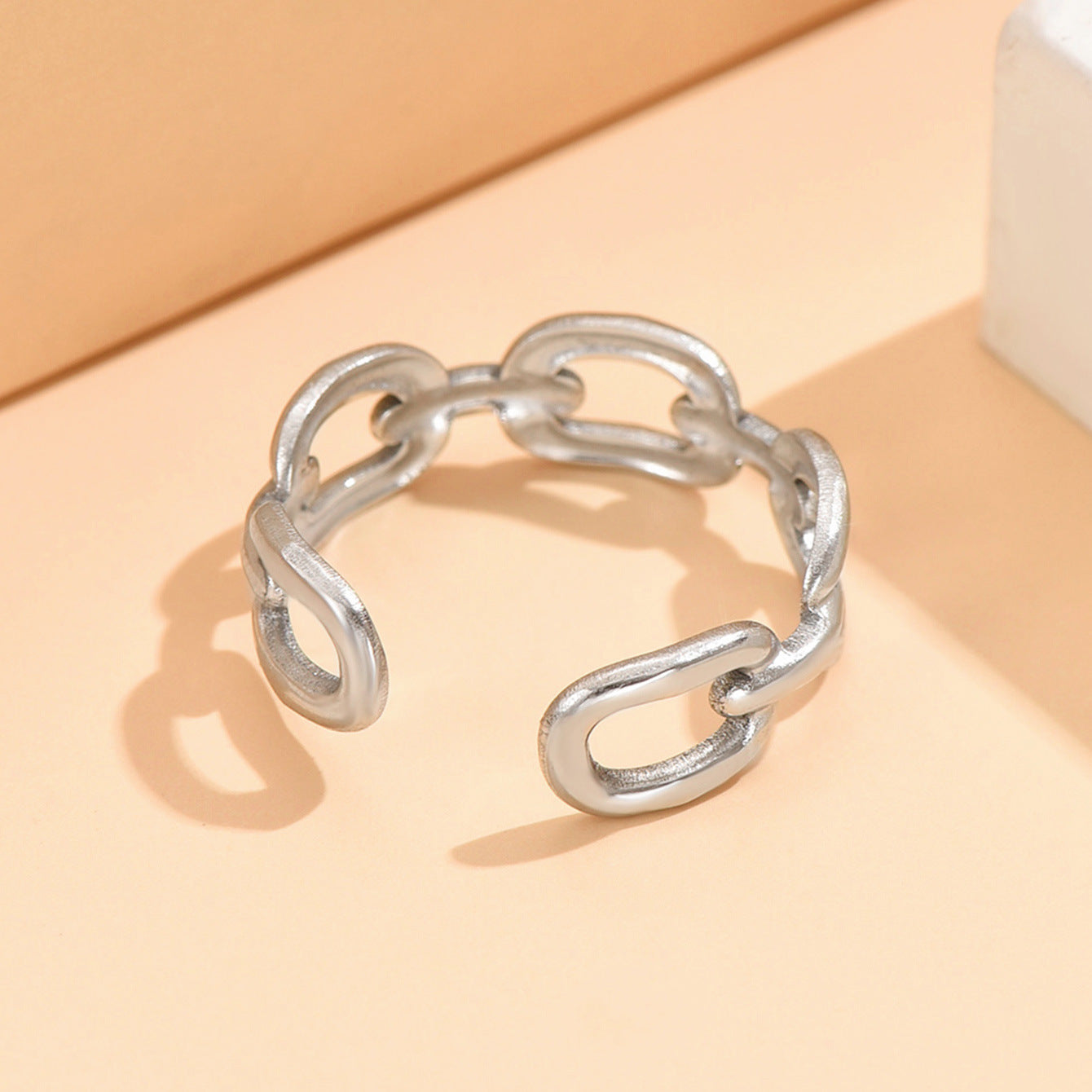 Style Chain Adjustable Opening Stainless Steel Personality Rings