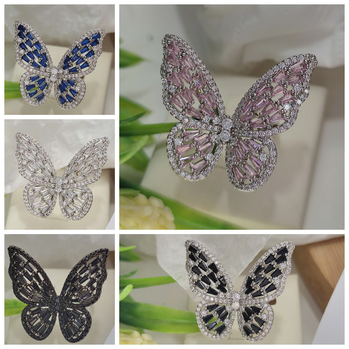 Zircon Butterfly Open Index Finger Trendy Rings