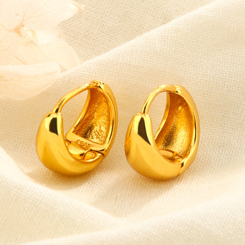 Fashionable High-grade Cold Style Minimalist Water Drop Metal Circle Earrings