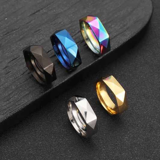 Men's Titanium Steel Ornament Diamond Cut Simple Rings