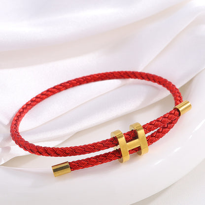 Rope Hard Pure Gold With Adjustable Titanium Steel Waterproof Bracelets