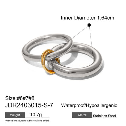 Stainless Steel Metal Glossy Surface Two-piece Rings