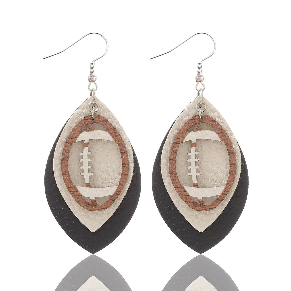 Sports Style Rugby Brown Leopard Print Earrings