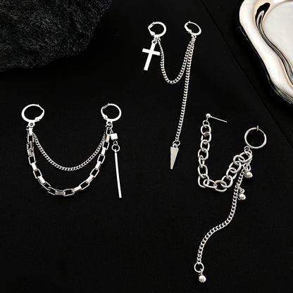 Chain Cold Style Design Alloy Ball Earrings