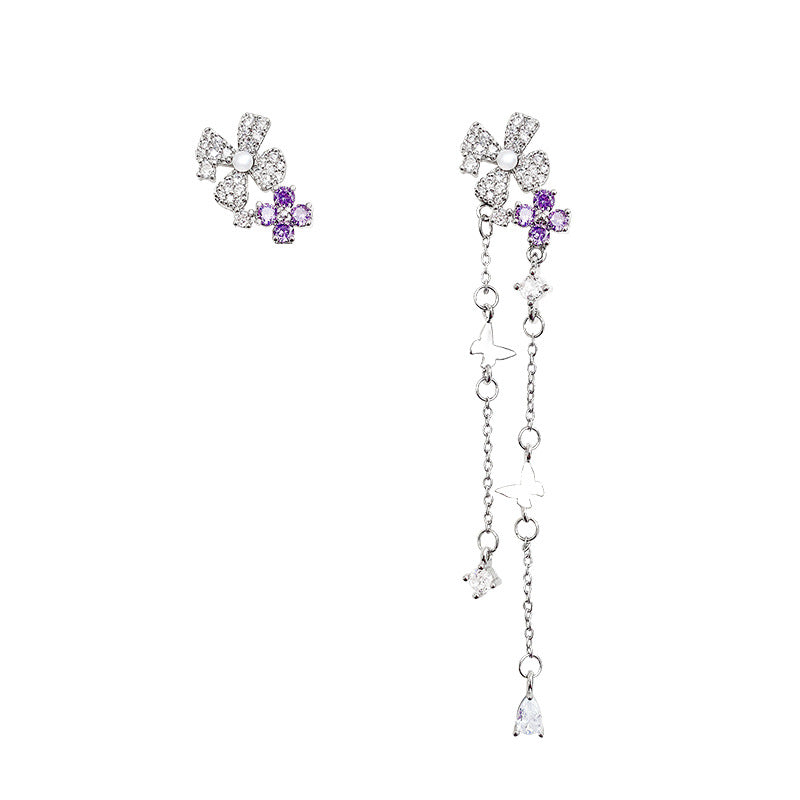 Women's Micro Inlaid Zircon Tassel High Sense Light Luxury Minority Earrings