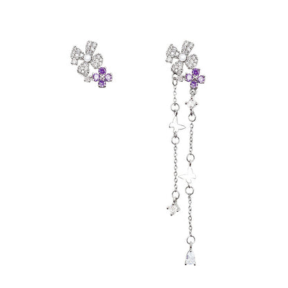 Women's Micro Inlaid Zircon Tassel High Sense Light Luxury Minority Earrings