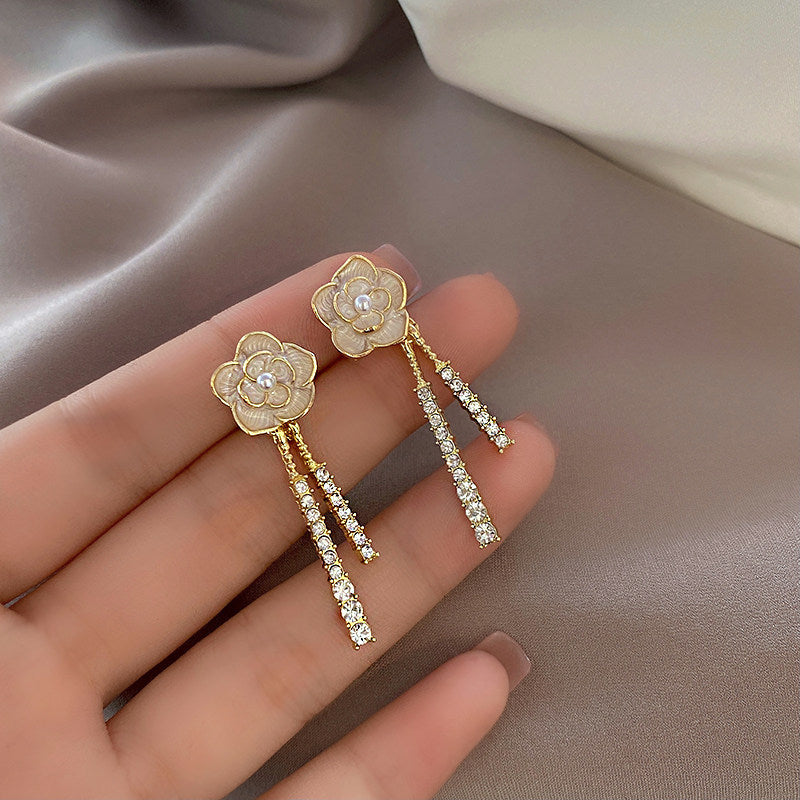 Women's Sier Needle Simple Fresh Flower For Trendy Earrings