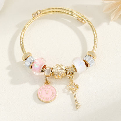 Trend Stainless Steel Female Personality Flower Bracelets