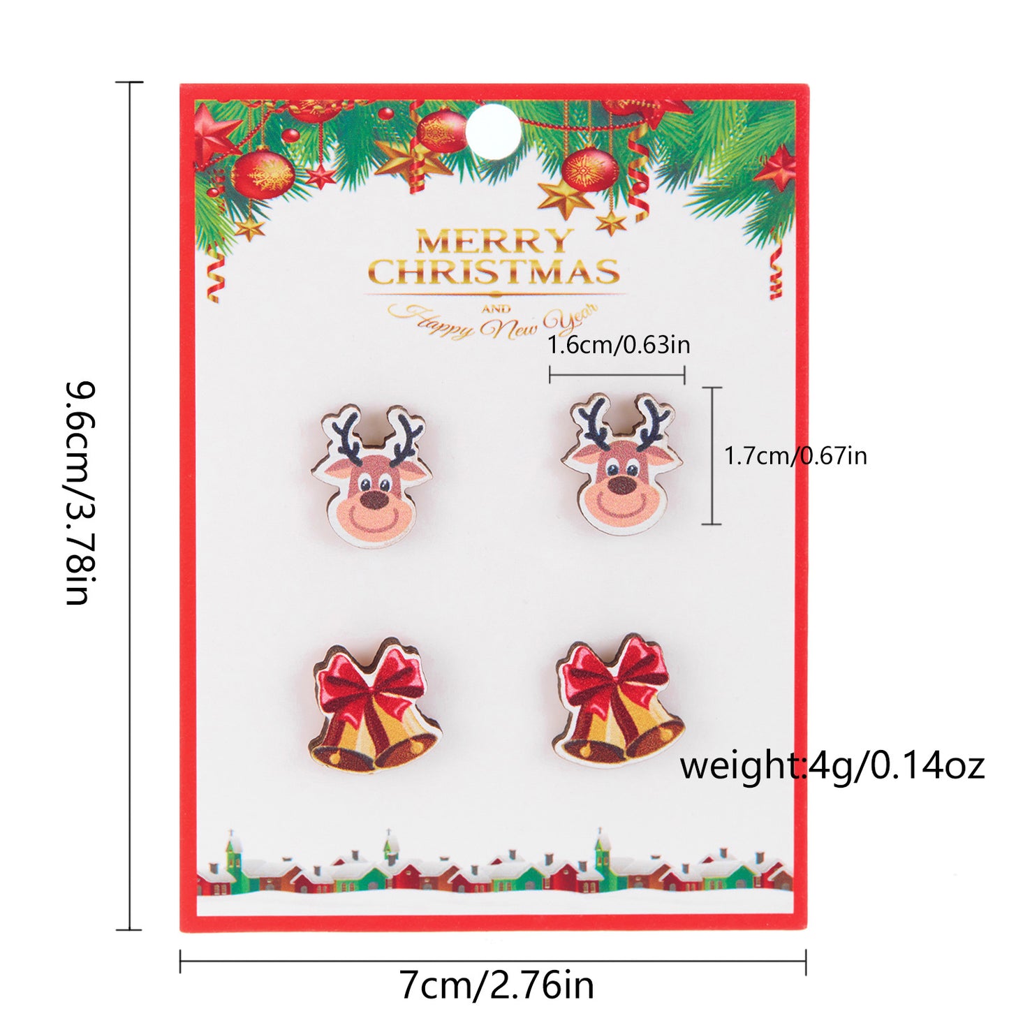 Women's Snowman Snowflake Combination Suit Wooden Cardboard Earrings