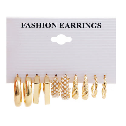 Female Creative Geometric Ear Suit Piece Earrings