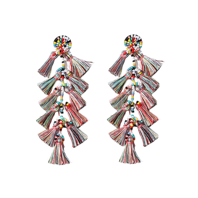 Bead Tassel Handmade Fashion Long Bohemian Earrings