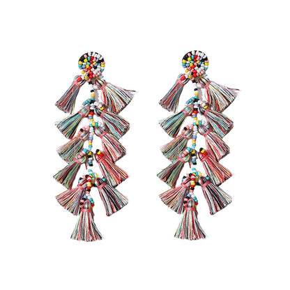 Bead Tassel Handmade Fashion Long Bohemian Earrings