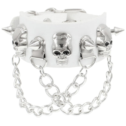 Punk Skull Rivet Tassel Chain Leather Bracelets