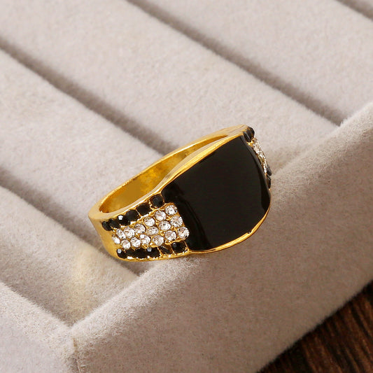 Men's Atmospheric Electroplated Gold Sier Drop Oil Rings