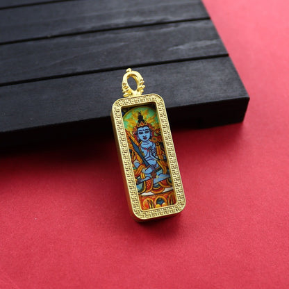 Square Birth Buddha Yellow God Of Wealth Green Tara Pendants