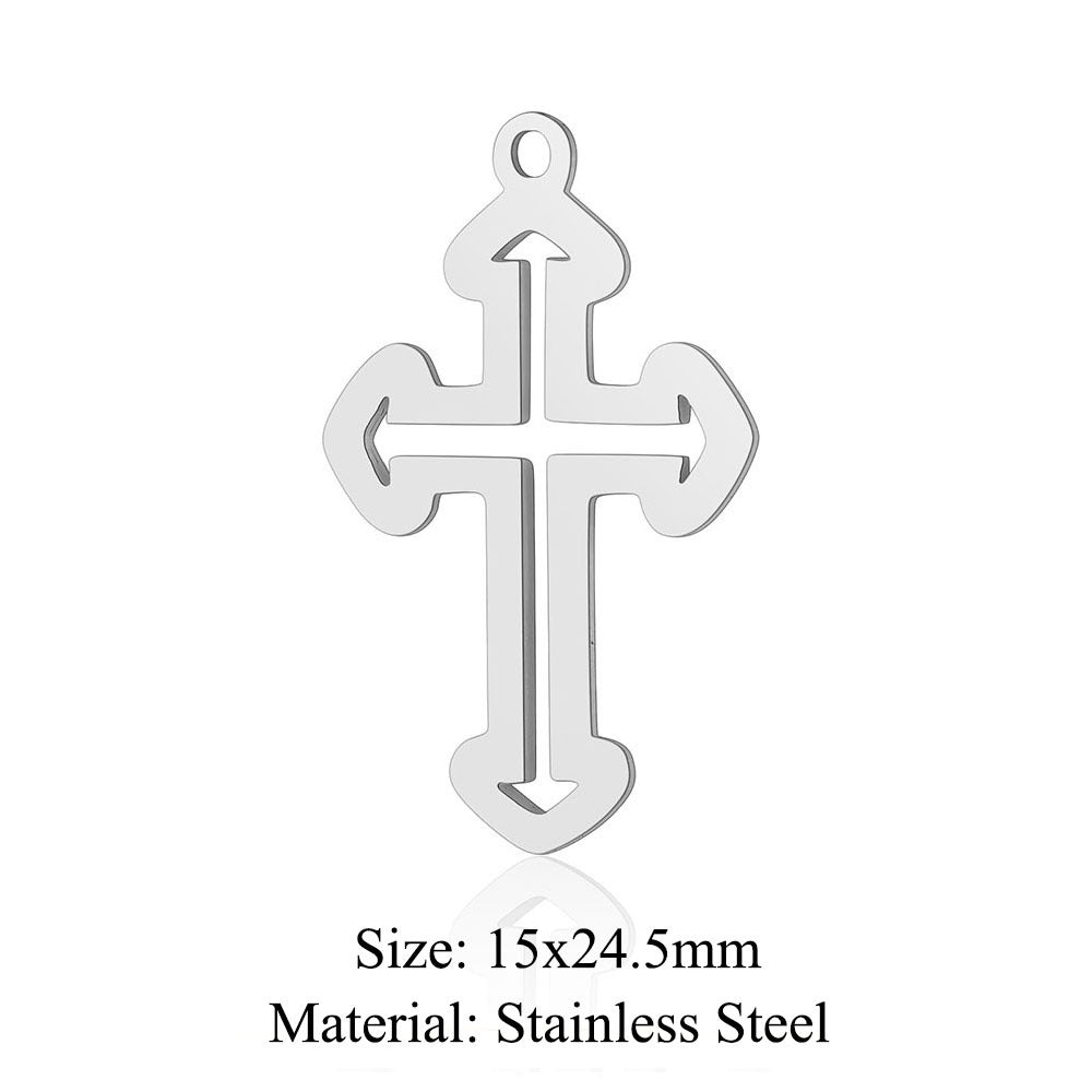 Titanium Steel Hollow Cross Crown Holy Device Pendants