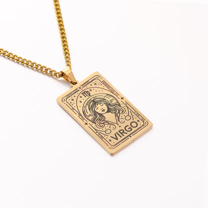 Men's Twee Constellations Logo Dog Tag Vintage Necklaces