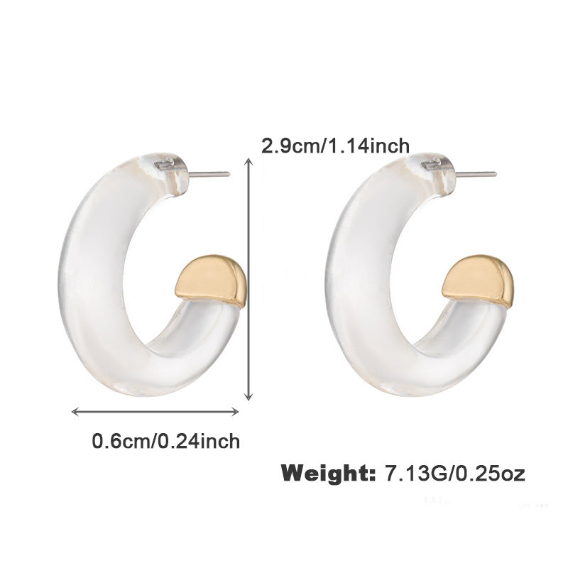 Women's Alloy Spot Drill Transparent Resin Personalized Earrings