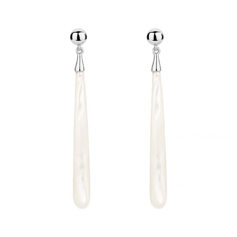 White Shell Temperament Entry Lux Face Slimming Earrings