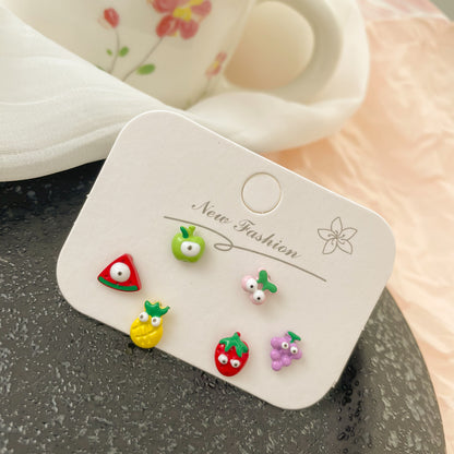 Women's & Children's Fresh Cute Sier Small Delicate High-grade Cartoon Fun Earrings