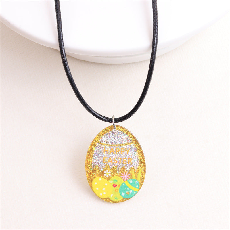 Egg Rabbit Colorful Printed Acrylic Personality Necklaces