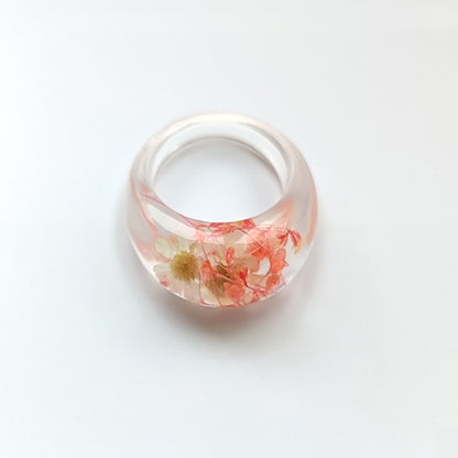 Fashion Transparent Epoxy Flower Durable Leaves Rings