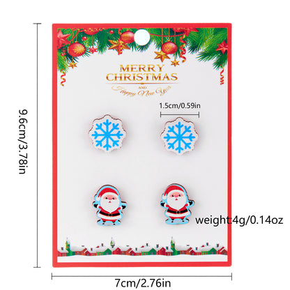 Women's Snowman Snowflake Combination Suit Wooden Cardboard Earrings