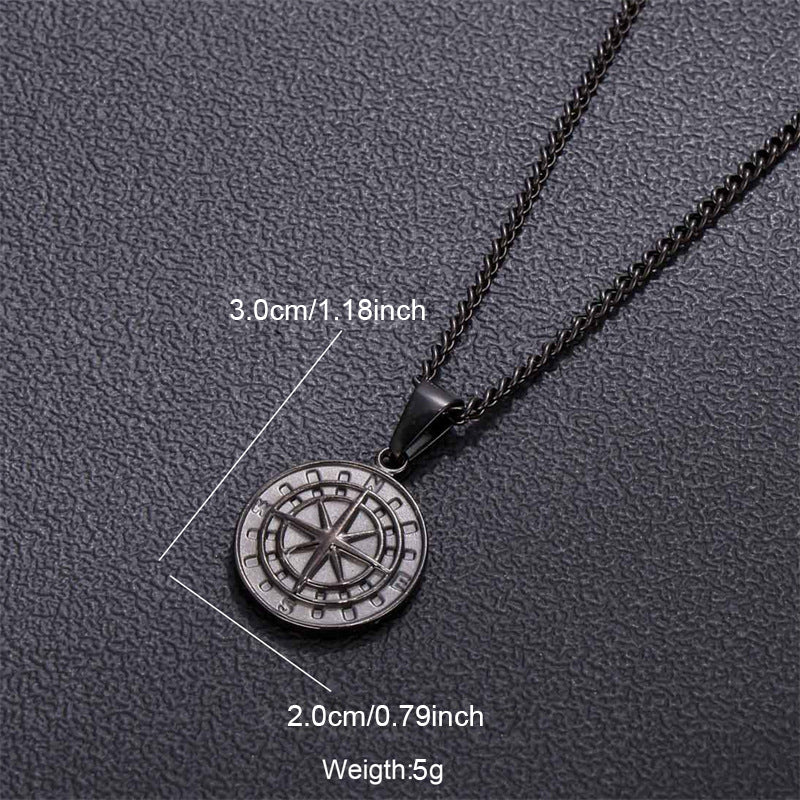 Women's & Men's Steel Vintage Compass Punk Casting Coin Necklaces